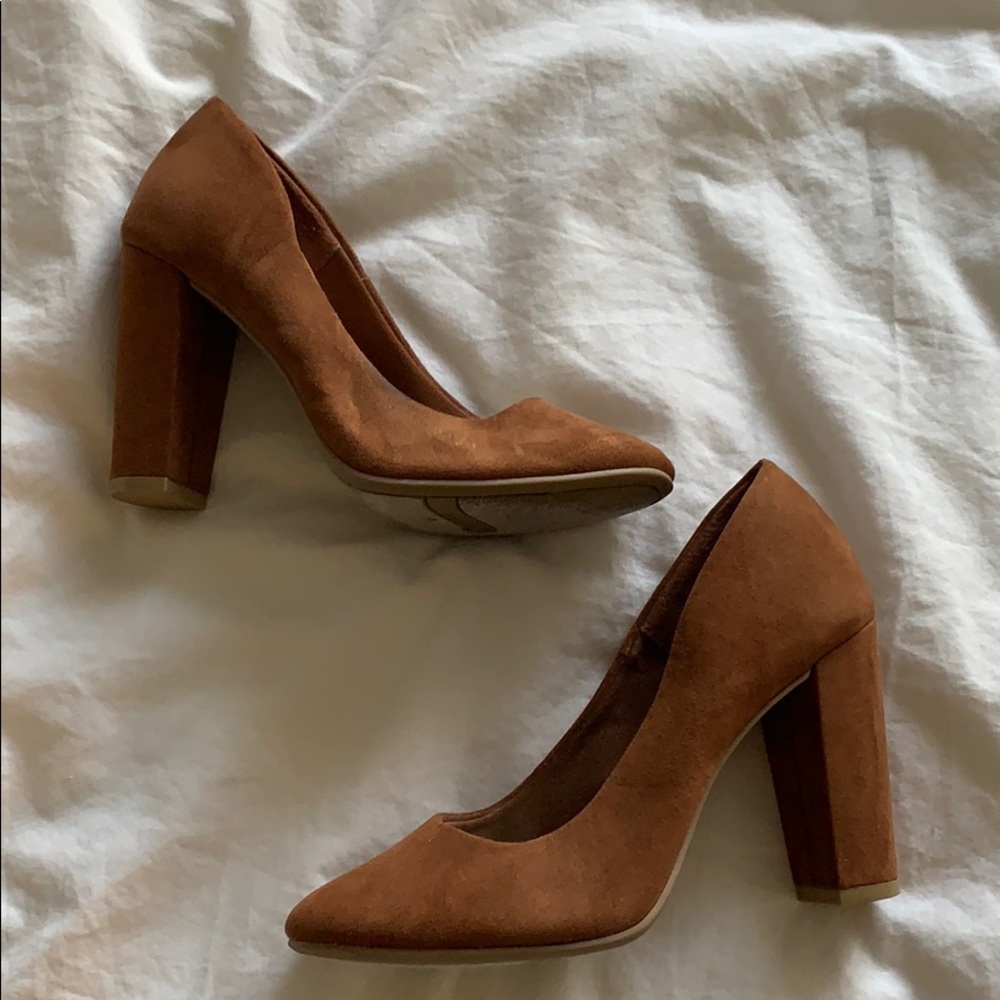 Brown suede heels